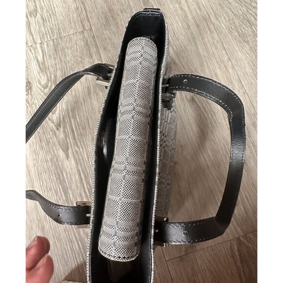Burberry  Gray Nova Check Satchel/ Tote with Black Leather Buckled Handles - Picture 7 of 16